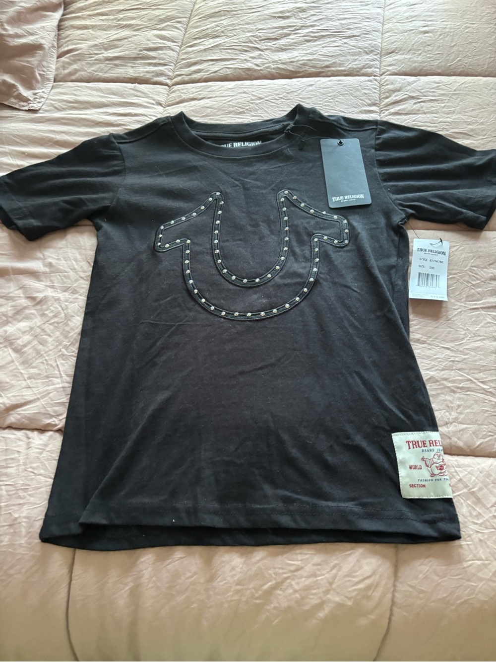 True Religion Kids Black Studded Logo Tee